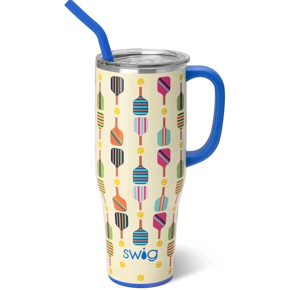 SWIG Pickleball AOP Mega Mug 40oz hot/cold Stainless Steel Tumbler w/ Handle